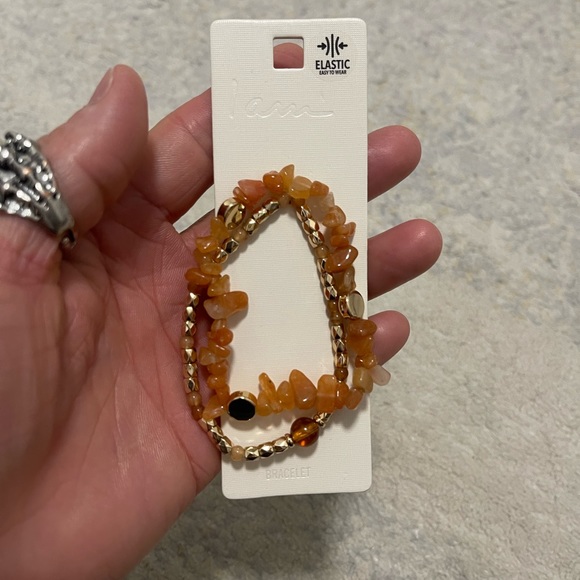 Brand New One Size I AM Beaded Spiral Elastic Bracelet In Sparkle Orange Color - Picture 5 of 8